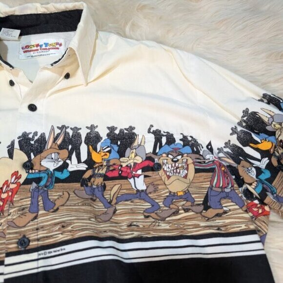 Looney Tunes Western Collection 1994 Western Button Up Shirt Size Large - Picture 7 of 10
